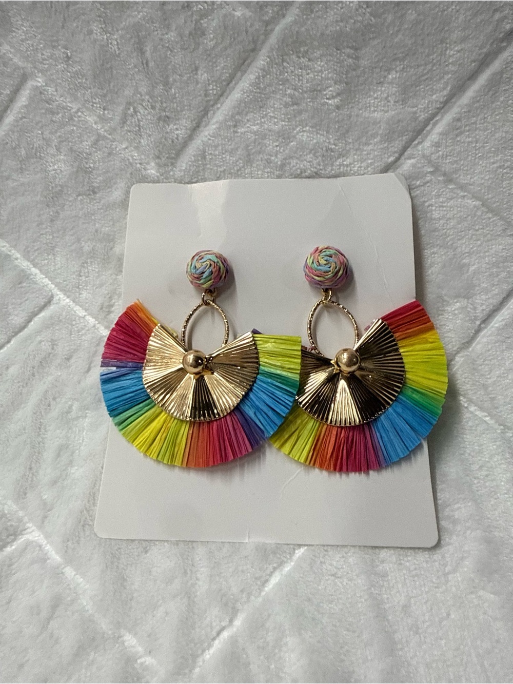 Multicolor Fan Tassel Drop Earrings - Women Accessories